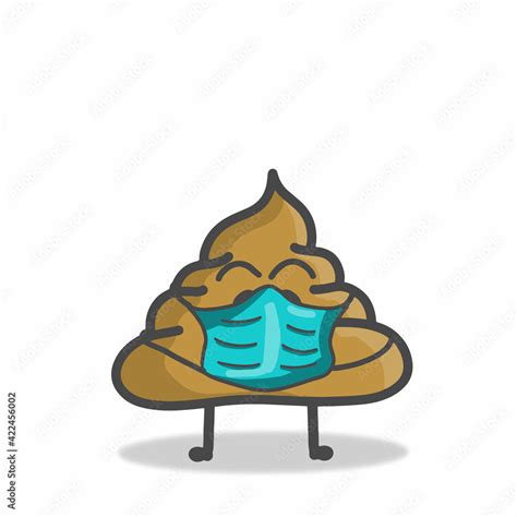 Cute Poop Character Flat Cartoon Vector Design Template Illustration