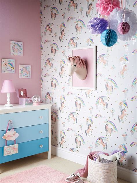 But First Unicorns Girls Bedroom Wallpaper Unicorn Bedroom Glitter