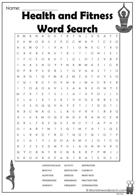 Health And Fitness Word Search Fitness Words Health Words Free