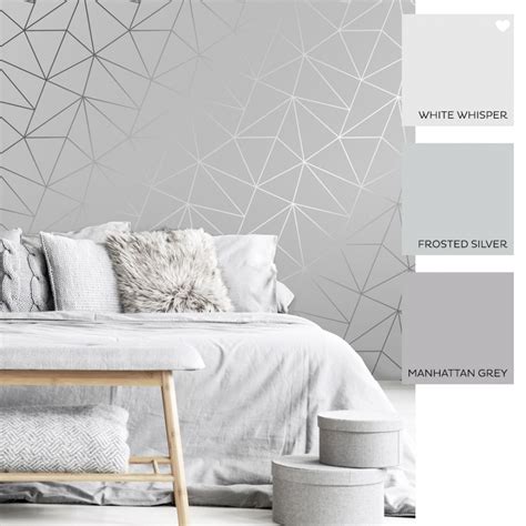 Grey And Pink Bedroom Wallpaper Artistic Joyful