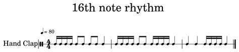 16th Note Rhythm Sheet Music For Hand Clap