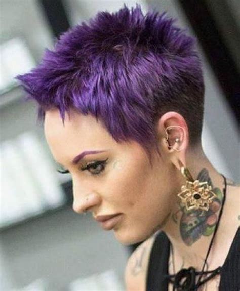 Edgy Dark Purple Spiky Pixie Darkshorthair Short Pixie Haircuts