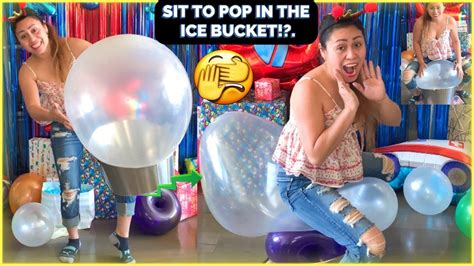 Balloon Sit To Pop In The Ice Bucket Balloon Pop Looner Youtube