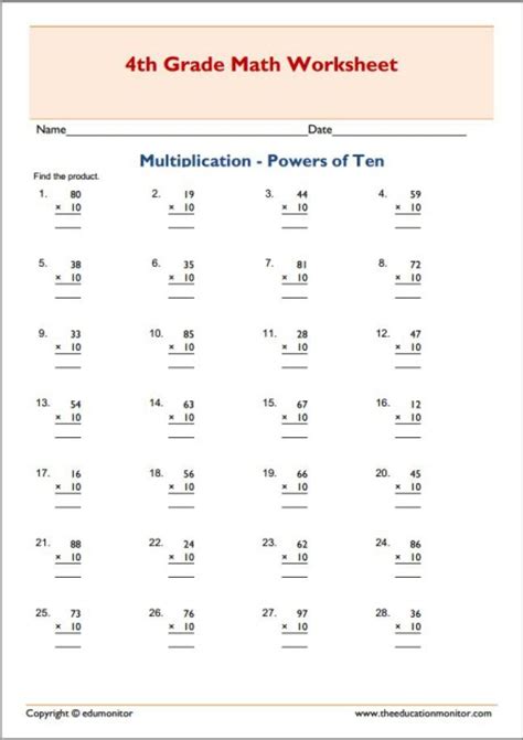 Single digit multiplication puzzle grade/level: 4th grade Multiplication - multiples of ten worksheets