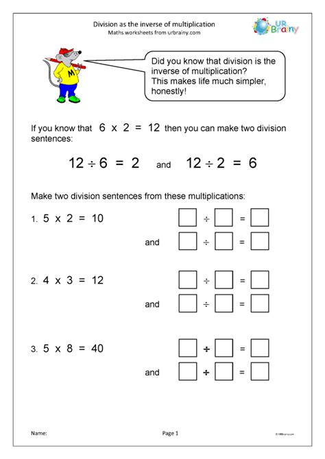 Division As Inverse Of Multiplication Worksheet For Grade 2