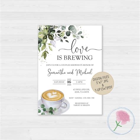 Coffee Bridal Shower Invitation Love Is Brewing Bridal Etsy