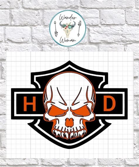 Harley Davidson Skull Vinyl Sticker Etsy