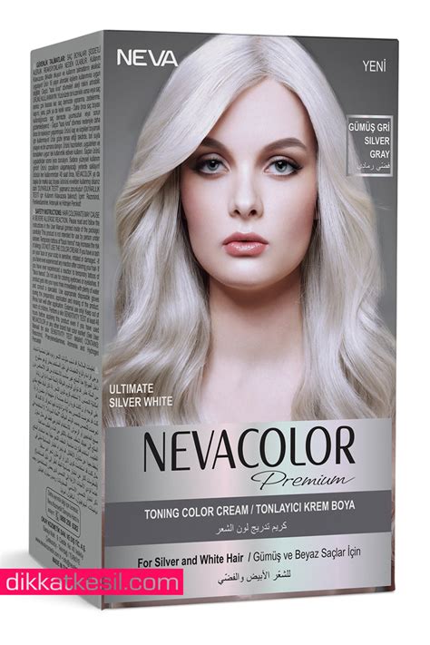 Nevacolor Gümüş Gri Tonlayıcı Renk Premium Kalıcı Krem Saç Boyası Seti
