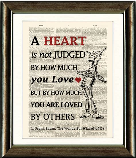The tin man's heart author: Wizard of Oz Tin Man Heart Quote vintage book page print