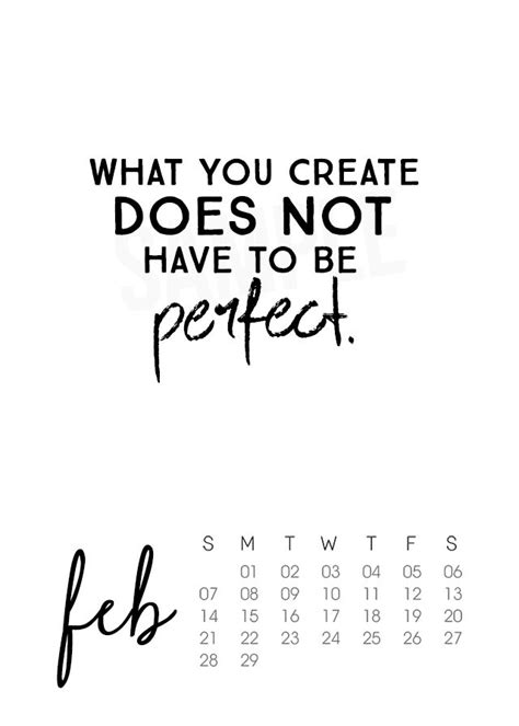 February 2016 Calendar With Inspirational Quote