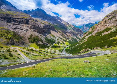 Italy Stelvio National Parkfamous Road To Stelvio Pass In Ortler Alps