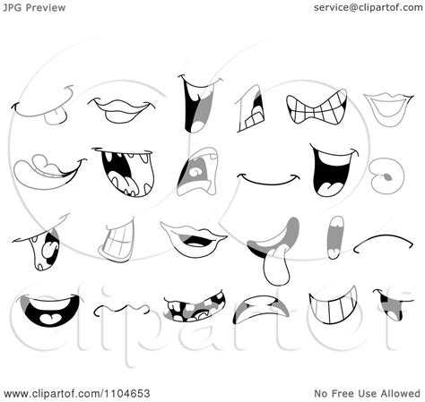 Clipart Black And White Mouths And Lips Royalty Free Vector