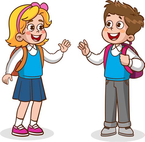 Little Kid Say Hello To Friend And Go To School Together 13479827