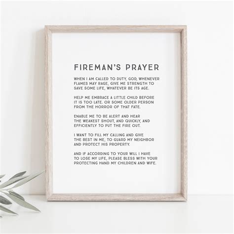 Firemans Prayer Printable Firemans Prayer Etsy