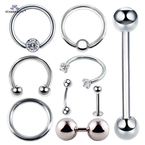 2pcs Multipurpose Bcr Face Piercing Helix Nose Ring Sexy Female Genital Piercing Vch Labia Male