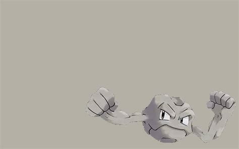 Download Pokemon Geodude On Gray Background Wallpaper