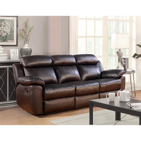 Abbyson Brody Top Grain Leather Reclining Sofa In Brown Sk 1371 Brn 3