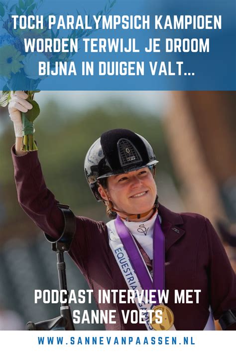 The pair were the first to go down centerline in the class and was able to hold onto their impressive lead with. Interview Sanne Voets " Topprestaties op de Spelen" (met afbeeldingen) | Podcasts, Interview ...