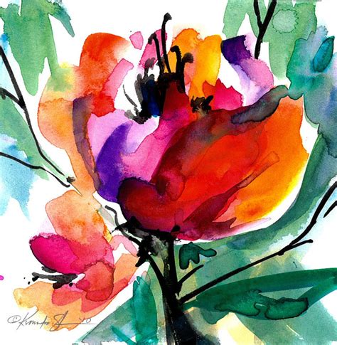 Floral 8 Original Contemporary Abstract Flower Watercolor