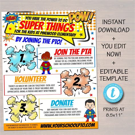 Editable Pto Pta Recruitment Flyer Printable Handout School