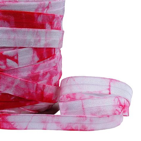 100yardslot Beautiful Pink Tie Dye Fold Over Elastic Ribbonribbon