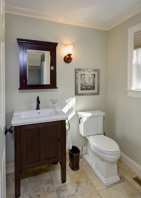 Free shipping on all orders over $35. Traditional half bath remodel - crown molding, tile floor ...