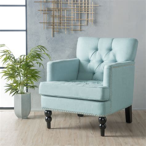 Malone Light Blue Fabric Club Chair By Noble House