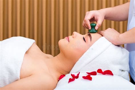 Young Woman Getting Spa Massage Treatment At Beauty Spa Salon Stock Image Image Of Health