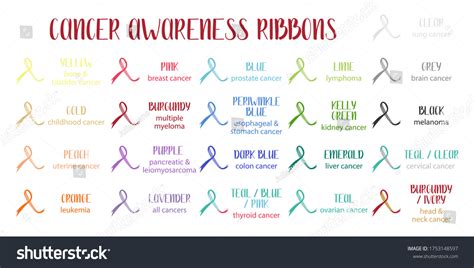 Cancer Awareness Ribbons Different Color Ribbons Stock Vector Royalty