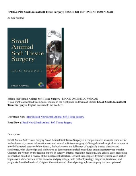 Download Small Animal Soft Tissue Surgery Eric Monnet By Kimrolland