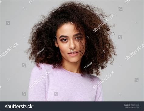 Stock Photo Portrait Of Beautiful African American Woman With Afro
