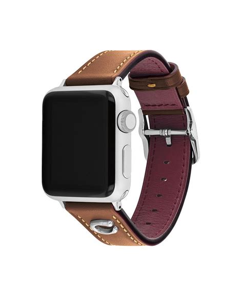 coach women s brown leather strap apple watch band 38 40 41mm macy s