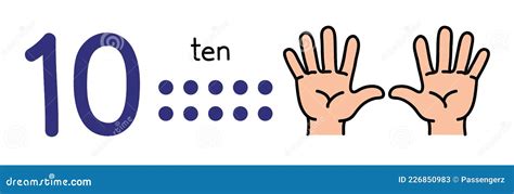 10 Kids Hand Showing The Number Ten Hand Sign Stock Vector