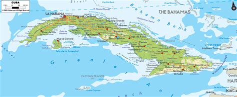 Large Detailed Physical Map Of Cuba With Cities And Roads Cuba Large