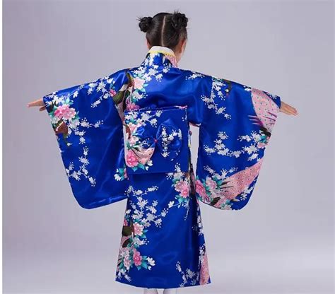 Enfants Bleu Ciel Yukata Obi Kimono De Fille Japonaise Vintage Enfants
