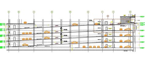 Parking Ramp Slope Building Section Drawing Cadbull