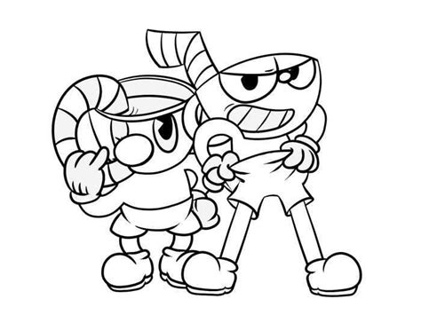Coloring pages for fans of the computer game cuphead. Cuphead And Mugman Coloring Page (com imagens) | Desenho