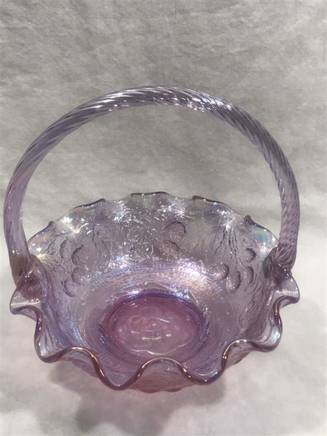 Fenton Pink Iridescent Carnival Glass Persian Medallion Etsy