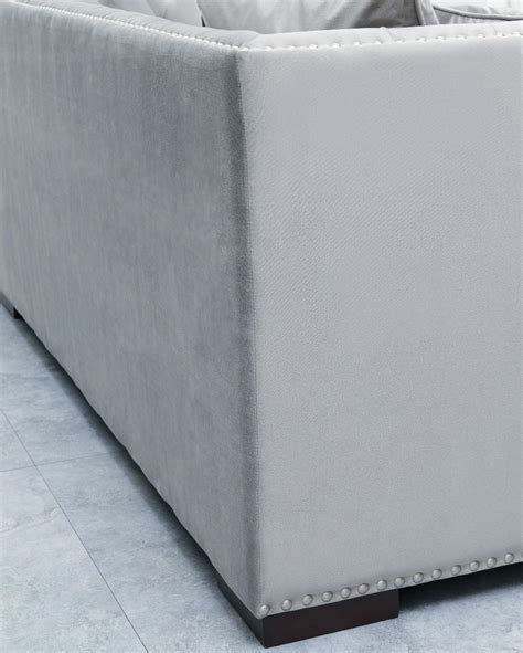 Grey Velvet Chesterfield Corner Sofa Chic Concept