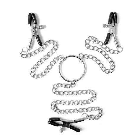3 Head Nipple Clamps Long Chain Breast Clips Bdsm Bondage Restraint For