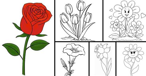 Sketsa gambar bunga yang mudah untuk ditirukan. 20 Sketsa Gambar Mewarnai Bunga untuk Anak-Anak