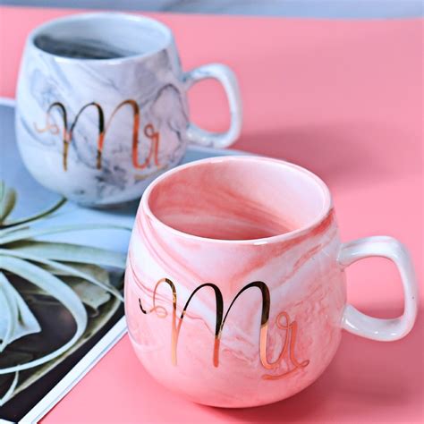2 Pieces Flamingo Coffee Mugs Ceramic Mug Mr Mrs Travel Cup Milk Tea