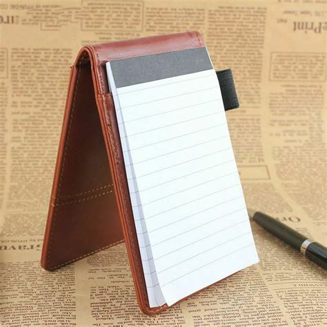 Leather Pocket Notebook Mini Refillable Composition Book Cover Travel
