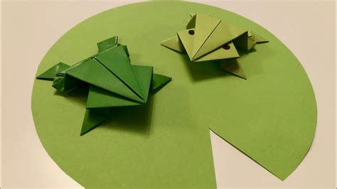 Hüpfenden Origami Frosch falten basteln mit Papier für Kinder DIY