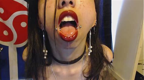 Goth With Red Lipstick Drools A Whole Lot And Blows Spit Bubbles At You Spit And Saliva And