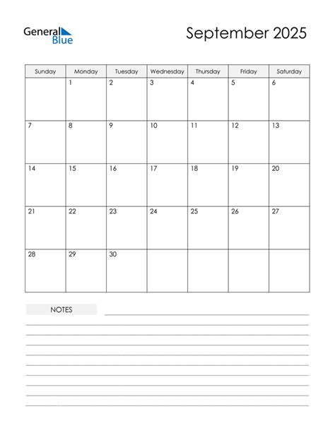 September 2025 Calendar Pdf Word Excel