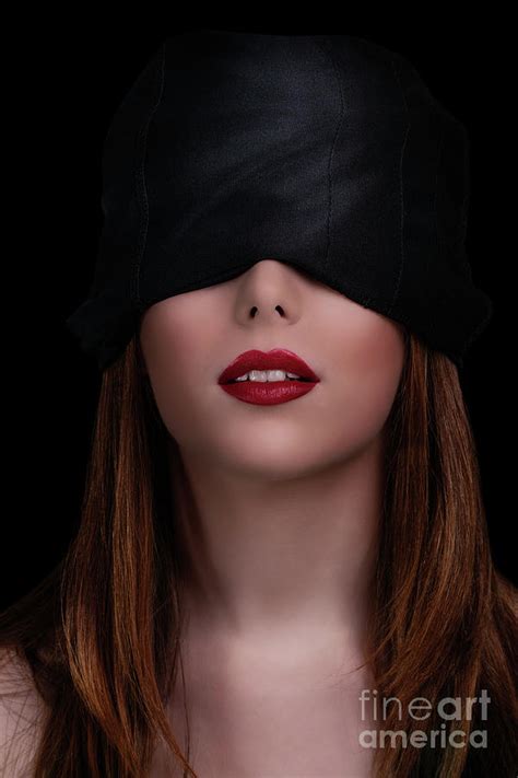 Beautiful Blindfolded Woman With Red Lipstick Photograph By Mendelex Photography Fine Art America