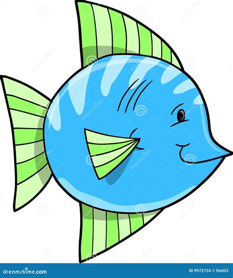Cute Blue Fish Vector Stock Vector Illustration Of Creature 9972154