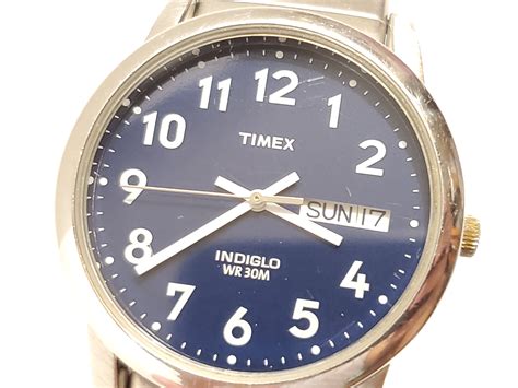 timex vintage timex indiglo blue dial watch stretch band grailed