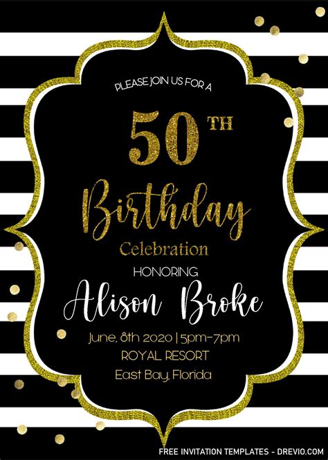 50th Birthday Party Invitation Templates Free Download Printable